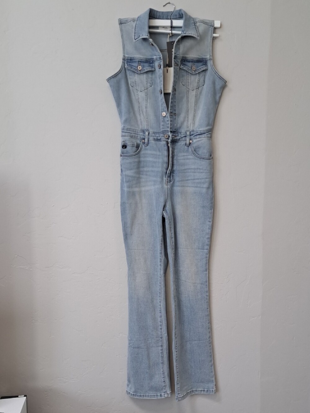 KanCan Light Wash Sleeveless Denim Jumpsuit